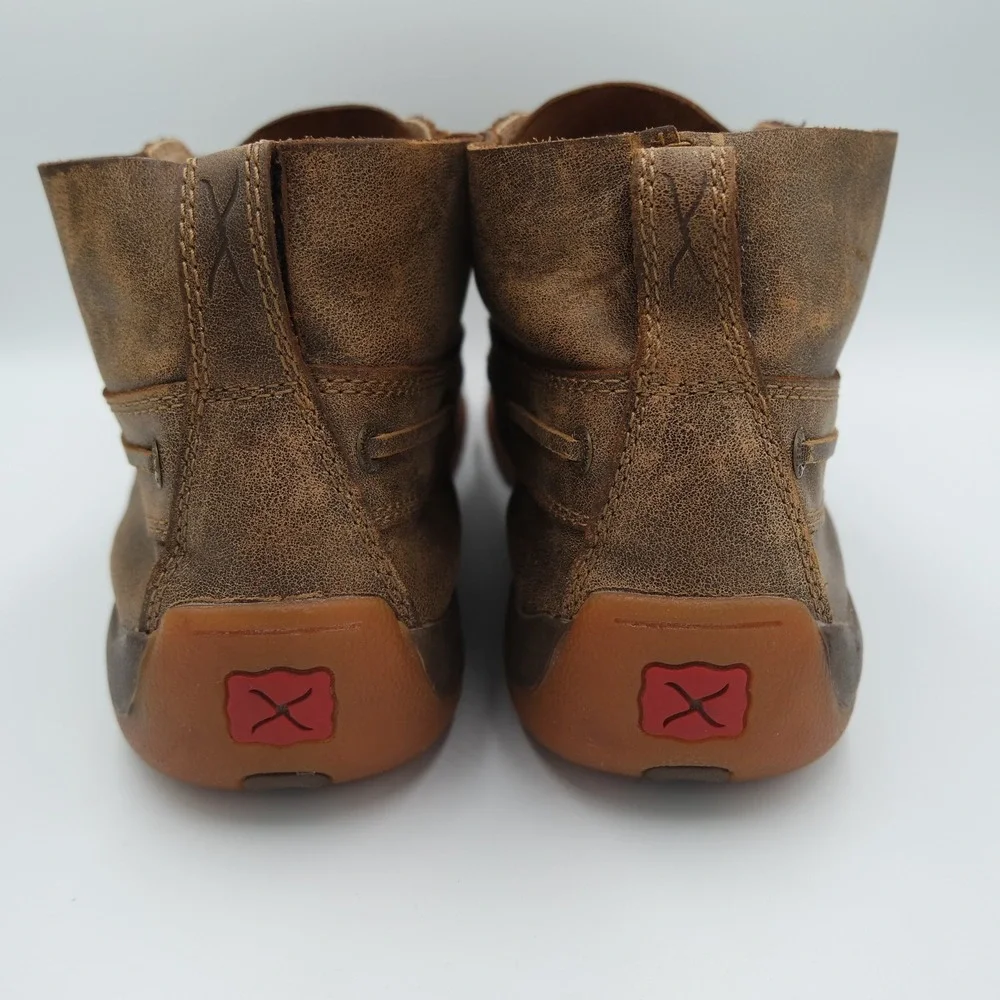Twisted X Mens Driving Moc Chukka Boots Distressed Brown Leather MDM0003 Size 13